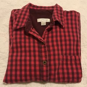 C&B long-sleeved button-down pink & black plaid flannel shirt (2X)
